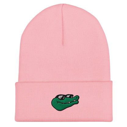Alligator Beanie, Handmade Cuffed Knit Unisex Slouchy Adult Winter Hat Cap Gift, Kawaii
