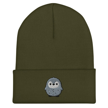 Pesto the Penguin Beanie, Handmade Cuffed Knit Unisex Slouchy Adult Winter Hat Cap Gift, Kawaii