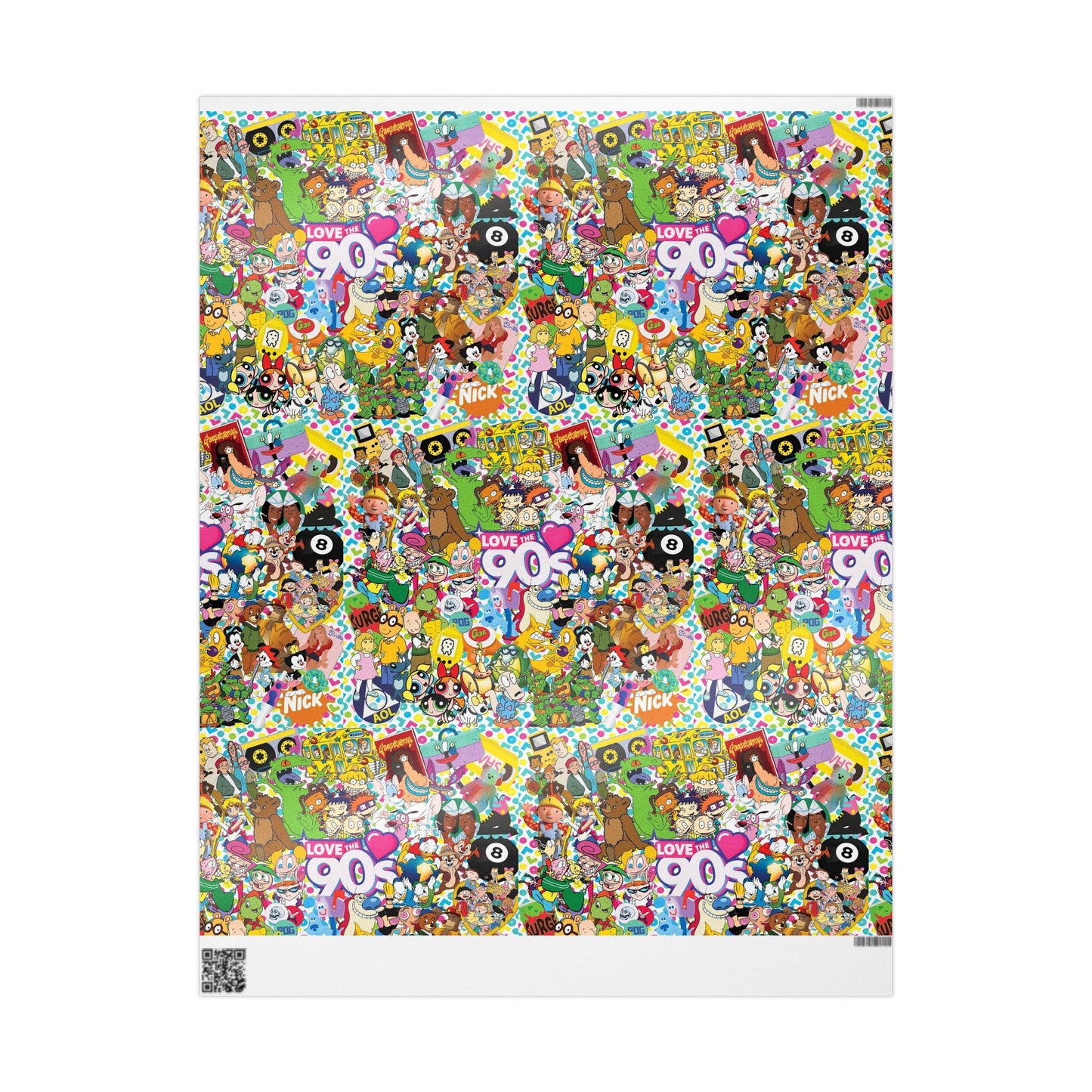 90's Wrapping Papers, Nostalgic Custom Gift Wrap, High-Quality Fine Art Paper, Matte or Glossy Finish, 3 Sizes Available