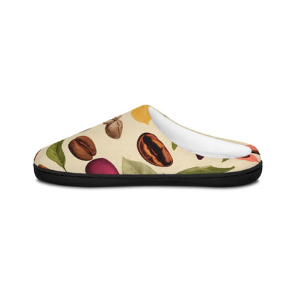 Men's Slippers Coffee Bean Design Gift-for-Coffee-Lover CoffeeBeans Plant Stages Beige Men's Indoor Footwear House Shoes Father's Day