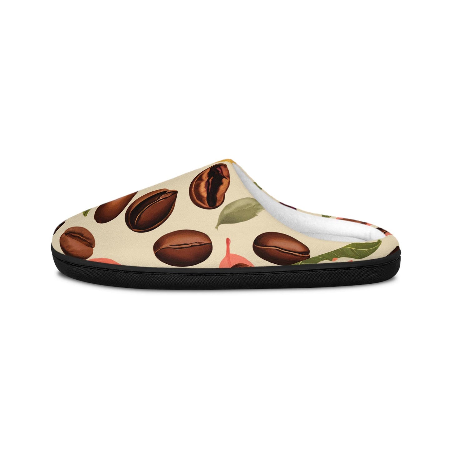 Men's Slippers Coffee Bean Design Gift-for-Coffee-Lover CoffeeBeans Plant Stages Beige Men's Indoor Footwear House Shoes Father's Day