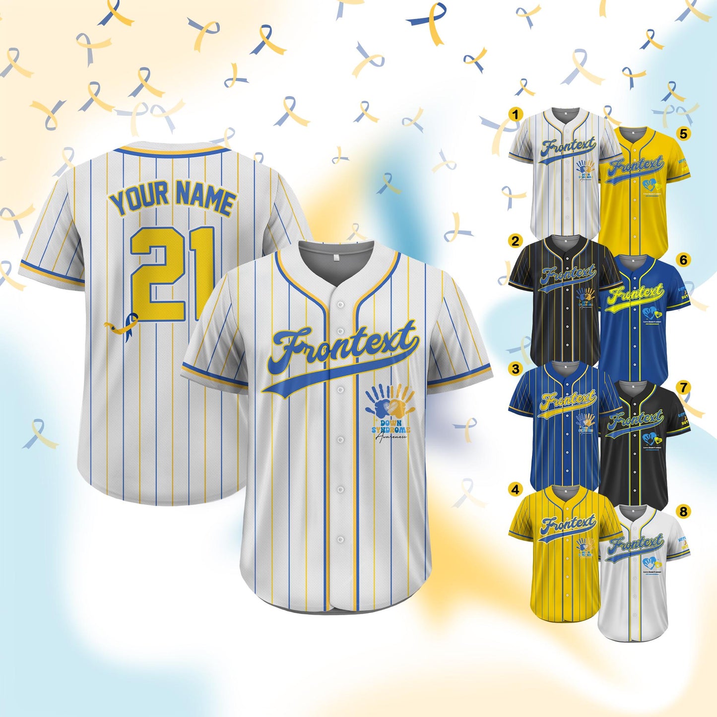 Personalized Name World Down Syndrome Awareness Baseball Jersey, Custom Color World Down Syndrome Day Jersey, Down Syndrome Awareness Gift