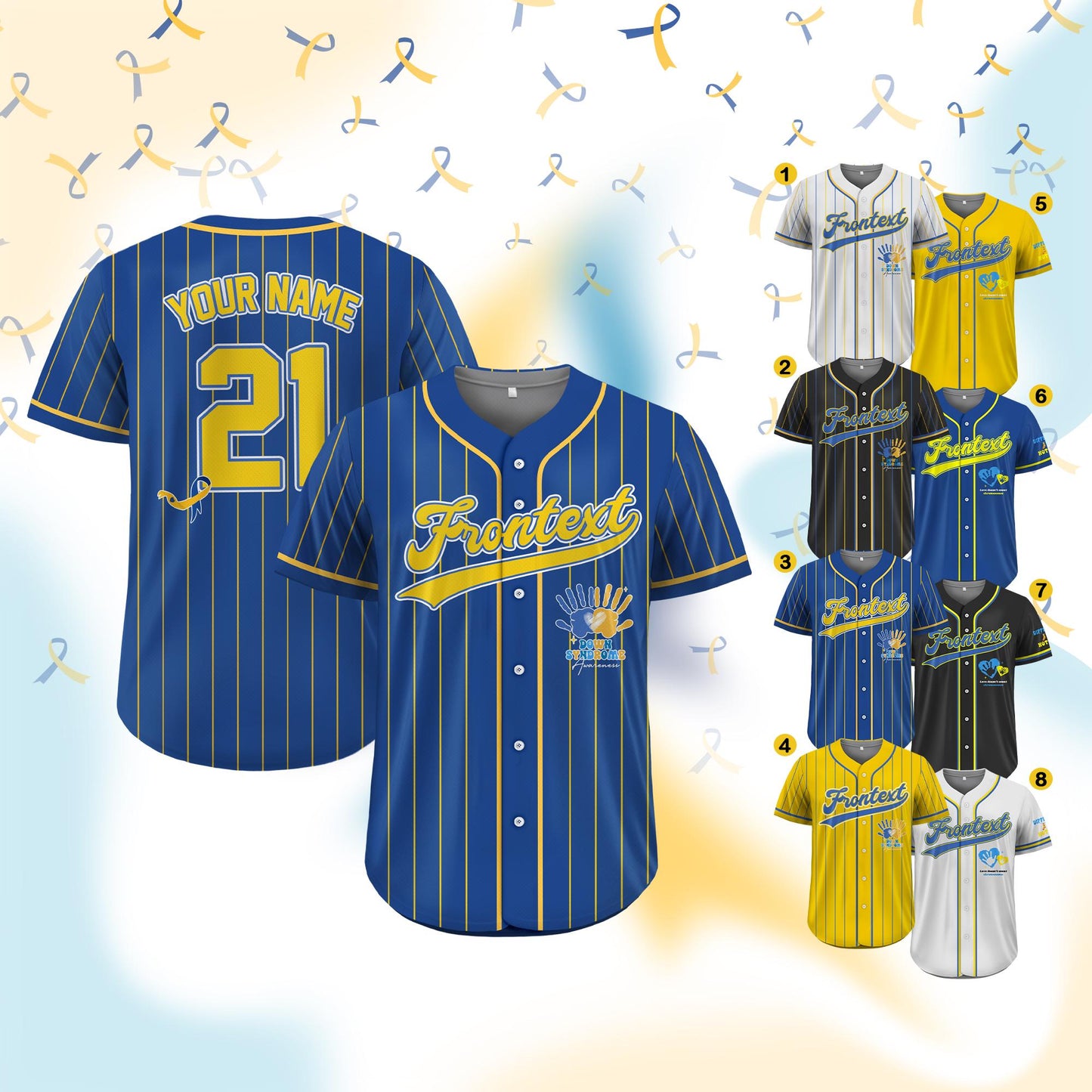 Personalized Name World Down Syndrome Awareness Baseball Jersey, Custom Color World Down Syndrome Day Jersey, Down Syndrome Awareness Gift
