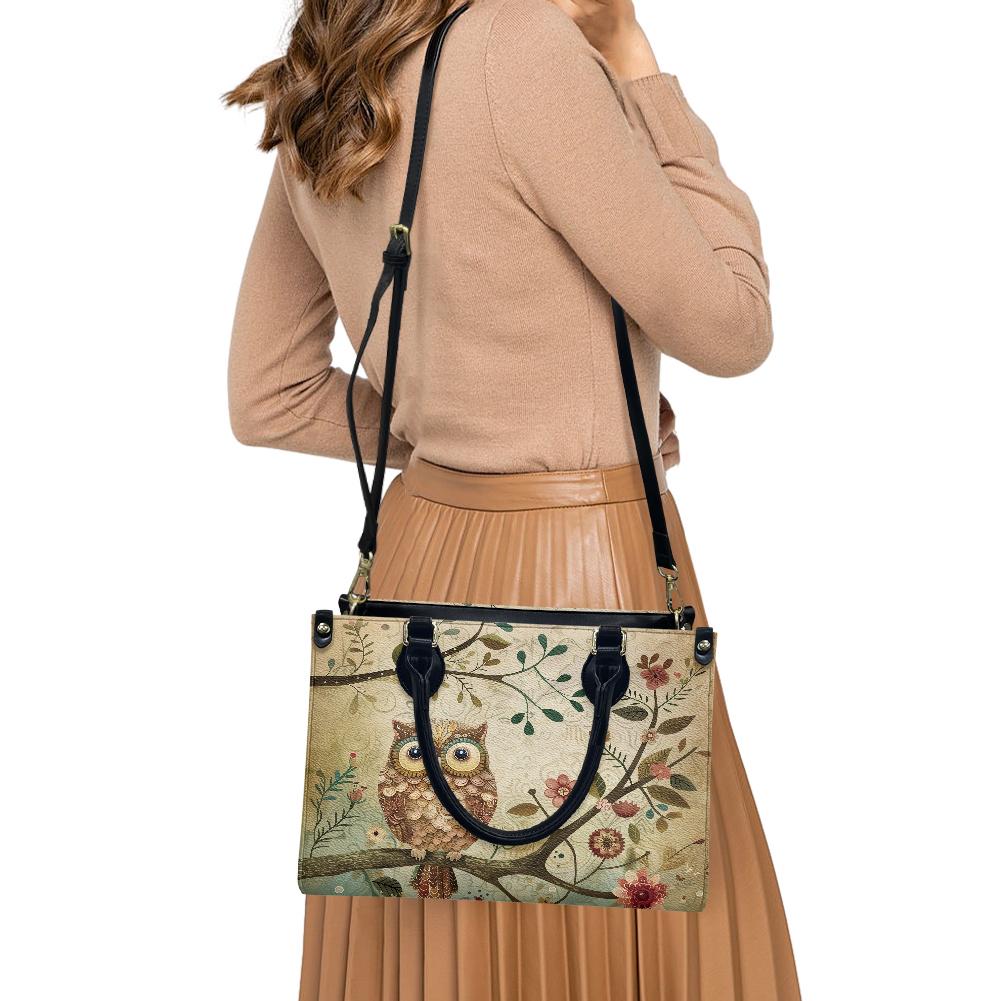 Ladies PU handbag Owl sitting on a tree, PU Handbag, Women's Shoulder Bag, Shoulder Bag, Ladies Work Bag, Elegant Handbag, Versatile Bag