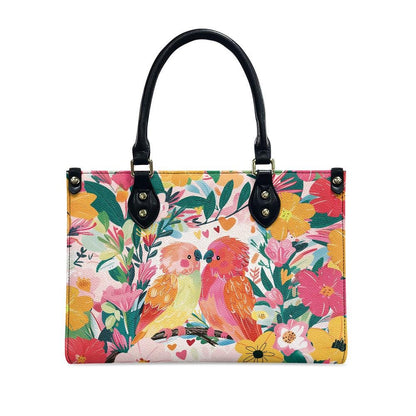 Ladies PU handbag With Colorful Parrots and Flowers, Women's Shoulder Bag, Shoulder Bag, Ladies Work Bag, Elegant Handbag, Versatile Bag