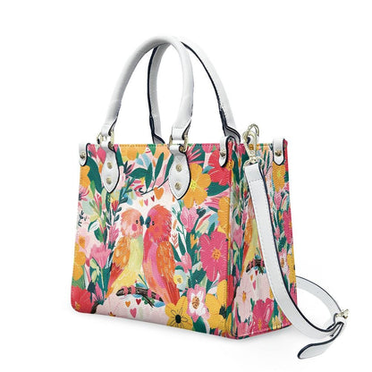 Ladies PU handbag With Colorful Parrots and Flowers, Women's Shoulder Bag, Shoulder Bag, Ladies Work Bag, Elegant Handbag, Versatile Bag