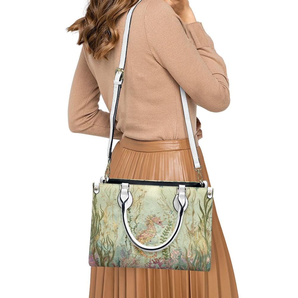 Ladies PU handbag With a Beautiful Seahorse, Women's Shoulder Bag, Everyday handbag, Ladies Work Bag, Elegant Handbag, Versatile Bag