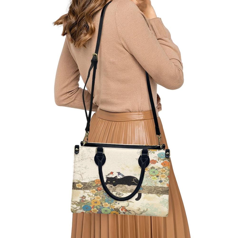 Ladies PU handbag With Cat on a tree, PU Handbag, Women's Shoulder Bag, Shoulder Bag, Ladies Work Bag, Elegant Handbag, Versatile Bag