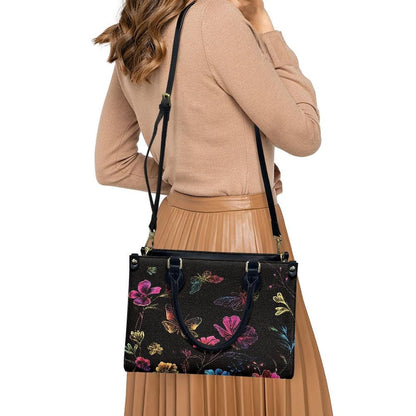 Ladies PU handbag With Colorful Batterflies, Women's Shoulder Bag, Everyday handbag, Ladies Work Bag, Elegant Handbag, Versatile Bag