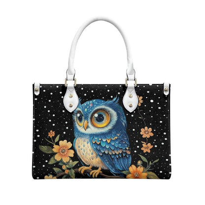 Ladies PU handbag With a Blue Owl, Women's Shoulder Bag, Everyday handbag, Ladies Work Bag, Elegant Handbag, Versatile Bag