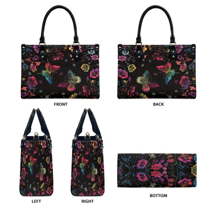 Ladies PU handbag With Colourful Butterflies, PU Handbag, Women's Shoulder Bag, Shoulder Bag, Ladies Work Bag, Elegant Handbag,Versatile Bag