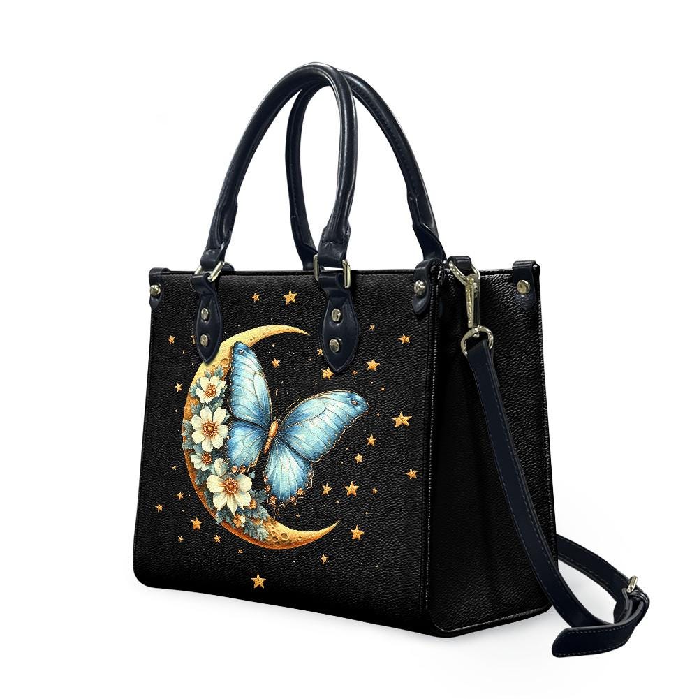 Ladies PU handbag With a Blue Butterfly, Women's Shoulder Bag, Everyday handbag, Ladies Work Bag, Elegant Handbag, Versatile Bag