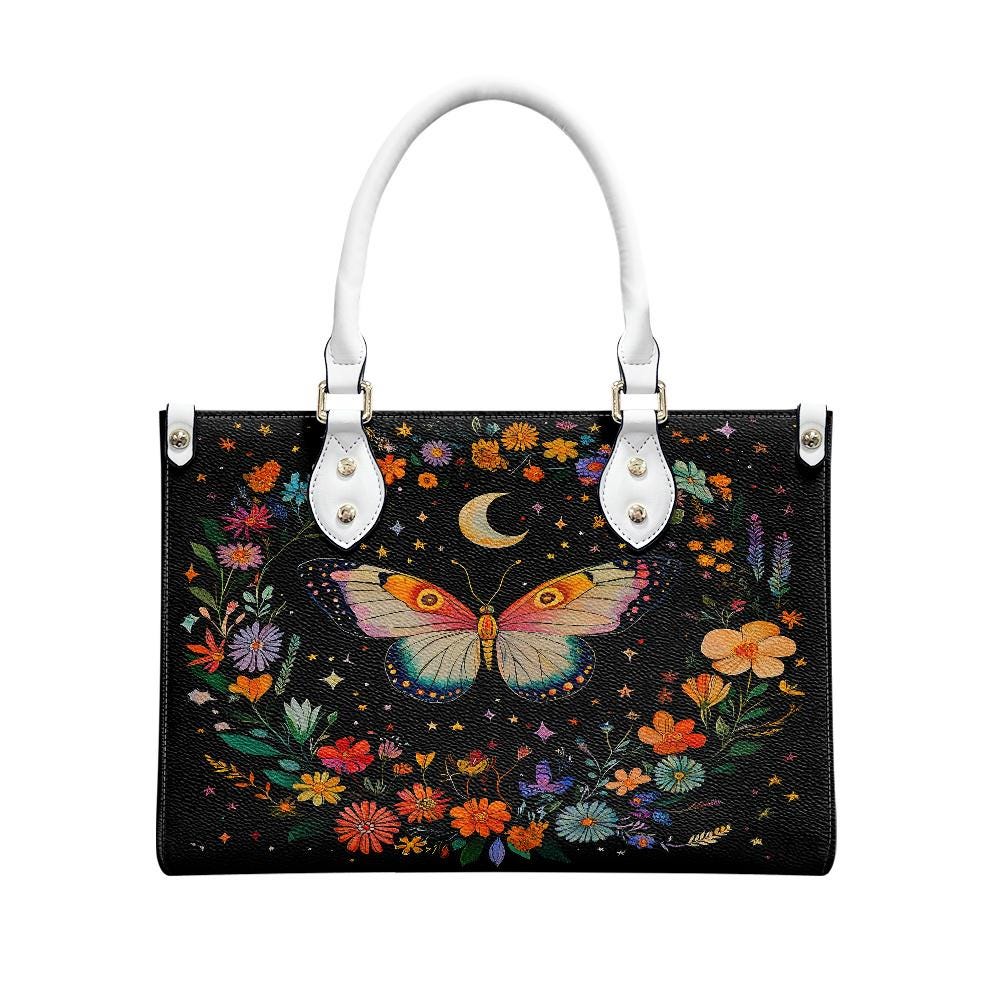 Ladies PU handbag With Colorful Butterfly and Flowers, Women's Shoulder Bag, Everyday Handbag, Ladies Work Bag,Elegant Handbag,Versatile Bag
