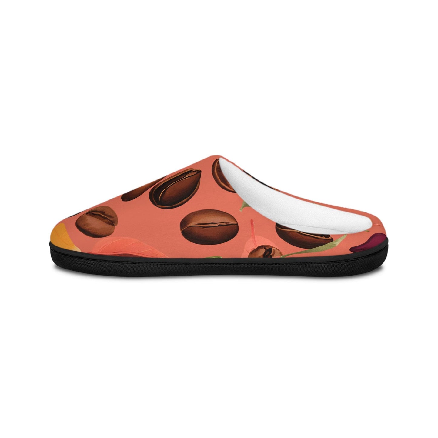 Slippers ForWomen Coffee Beans Plant Terracotta/Peach Background Women's Indoor HouseShoes Cozy Slip-On Footwear Bedroom Slides Home Comfort