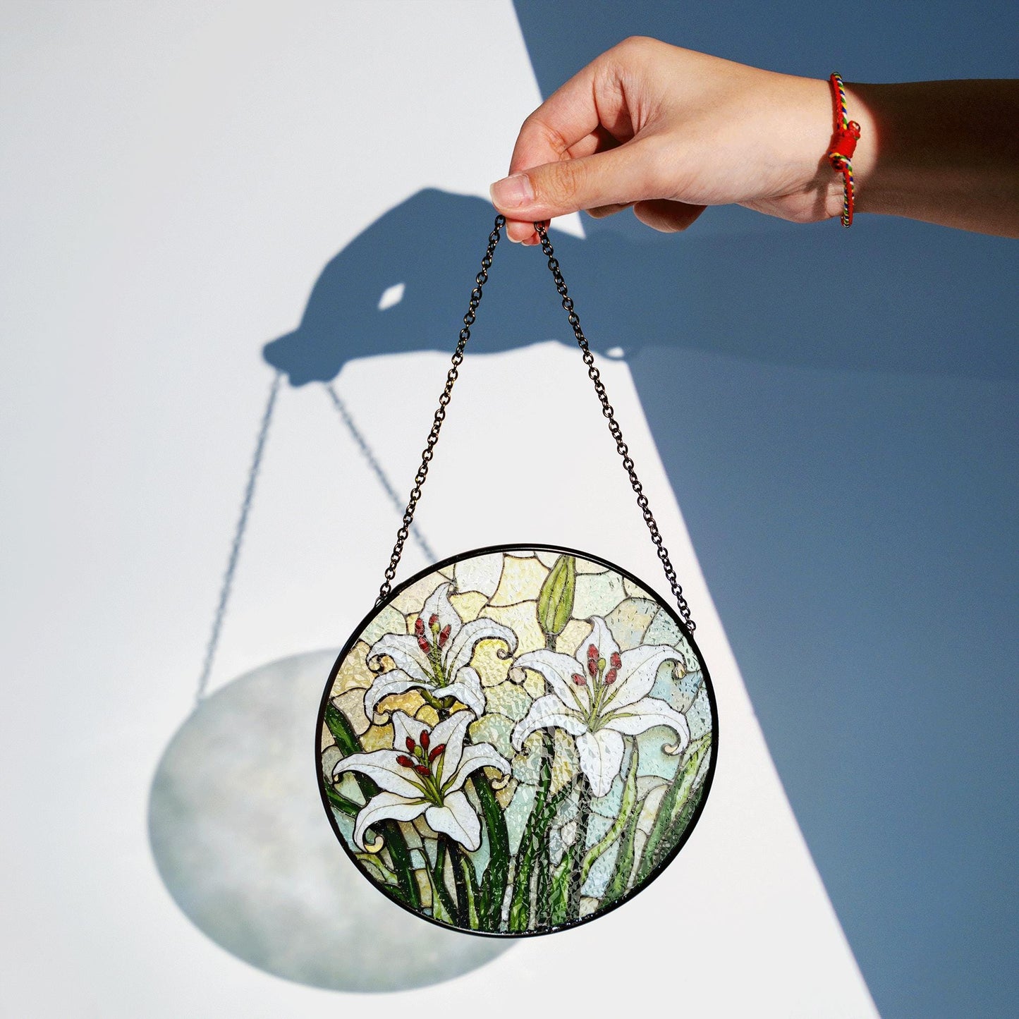 Stained Glass Lily Suncatcher Elegant White Lily Design Gift for Nature Lovers