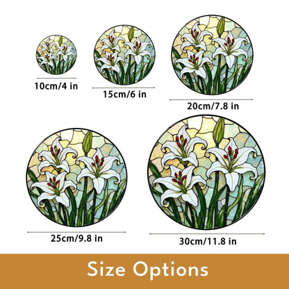 Stained Glass Lily Suncatcher Elegant White Lily Design Gift for Nature Lovers