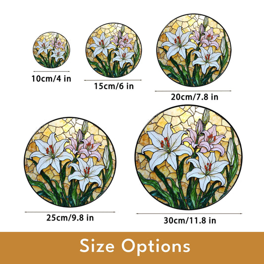 White Lily Stained Glass Suncatcher Window Decor Floral Art Gift for Her
