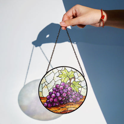 Stained Glass Grapes Sun Catcher Hanging Decor Perfect Gift for Wine Lovers
