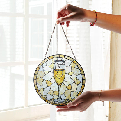 Champagne Glass Stained Glass Suncatcher Sun Catcher Gift for Wine Lovers Home Decor