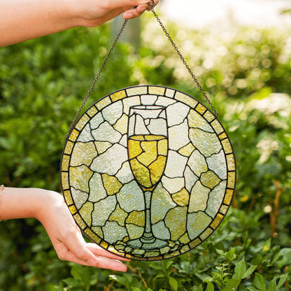 Champagne Glass Stained Glass Suncatcher Sun Catcher Gift for Wine Lovers Home Decor