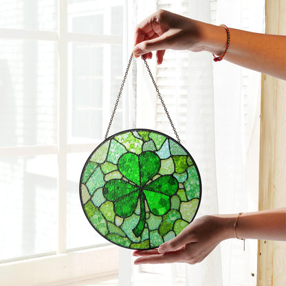 Green Four Leaf Clover Stained Glass Suncatcher Window Decoration Unique Gift for St Patrick's Day