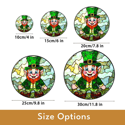 Leprechaun Stained Glass Suncatcher Green Decoration Lucky Gift for St Patrick's Day