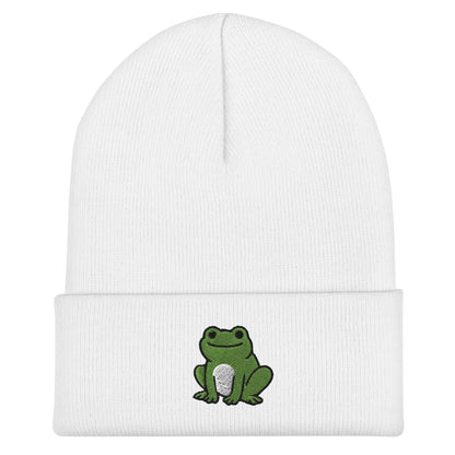 Frog Beanie, Handmade Cuffed Knit Unisex, Goblincore Slouchy Adult Winter Hat Cap Gift, Kawaii