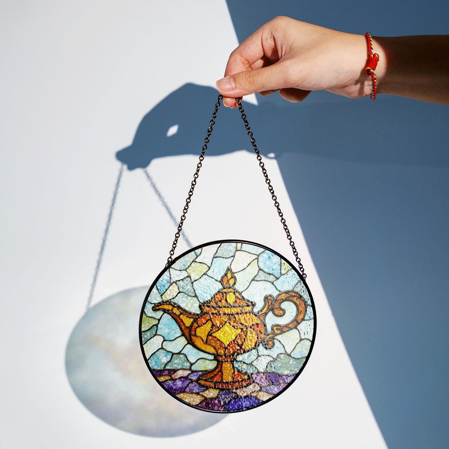 Stained Glass Genie Lamp Suncatcher Unique Handmade Window Decoration Gift for Home or Special Occasion