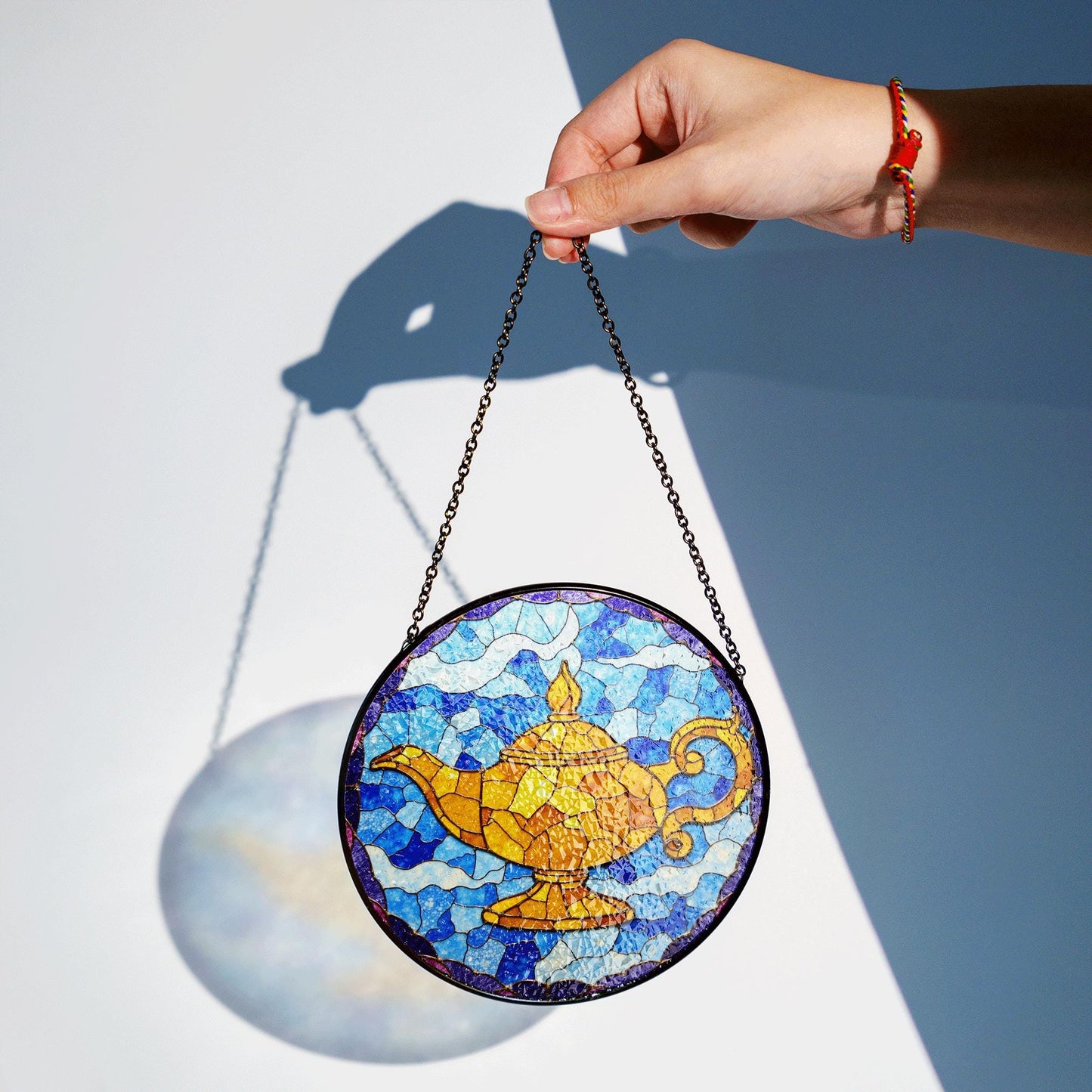 Stained Glass Genie Lamp Suncatcher Colorful Decorative Sun Catcher Window Gift