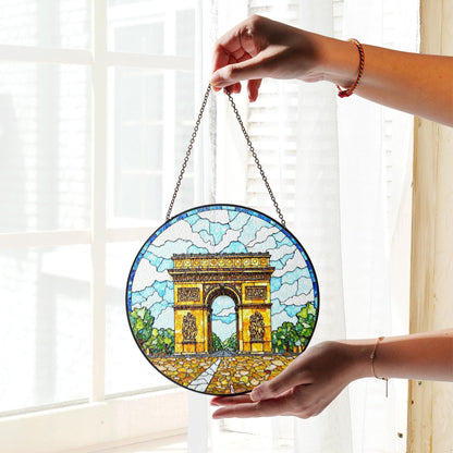 Stained Glass Arc de Triomphe Suncatcher Window Hanging Gift for Travelers