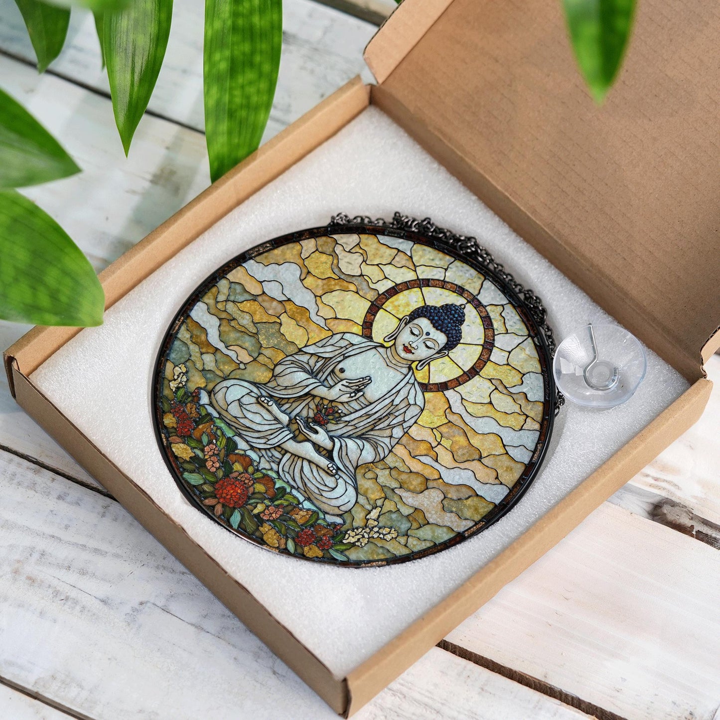 Buddha Stained Glass Suncatcher Sun Catcher Gift for Meditation Lovers