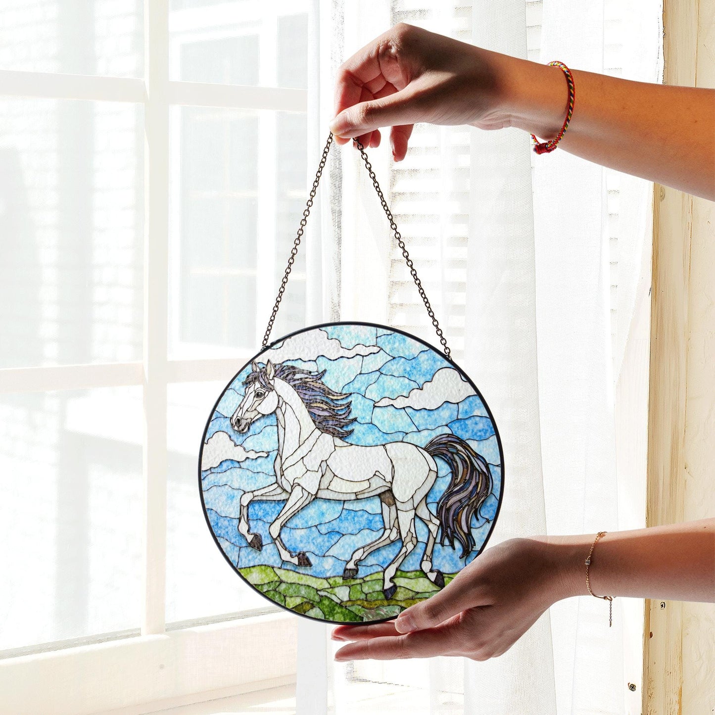 Horse Stained Glass Suncatcher Window Hanging Decoration Gift for Horse Lovers