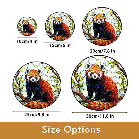 Red Panda Stained Glass Suncatcher Colorful Animal Window Decor Gift for Nature Lovers