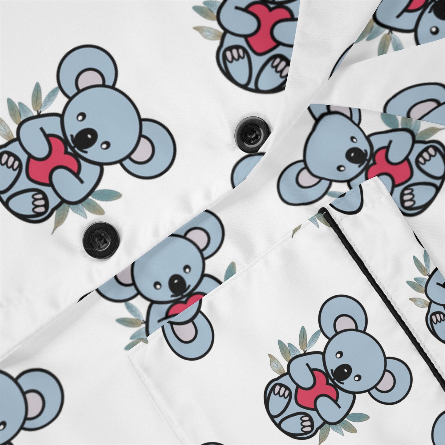 Chic Floral Satin Koala Pajamas, Soft Women's Sleepwear for Relaxation, Cozy Loungewear, Perfect for Gift Giving, Travel Essentials