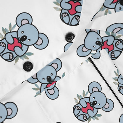 Chic Floral Satin Koala Pajamas, Soft Women's Sleepwear for Relaxation, Cozy Loungewear, Perfect for Gift Giving, Travel Essentials