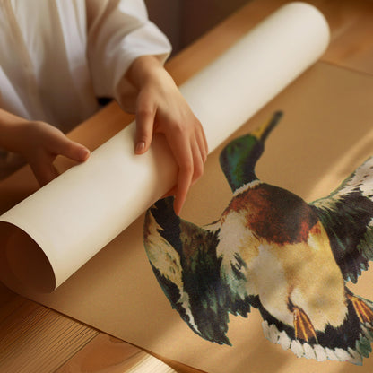 Vintage Flying Mallard Print Retro Outdoors Magazine Screen Print Styled Poster Cabin Cottage Wall Art Waterfowl Duck Hunting Poster for Dad