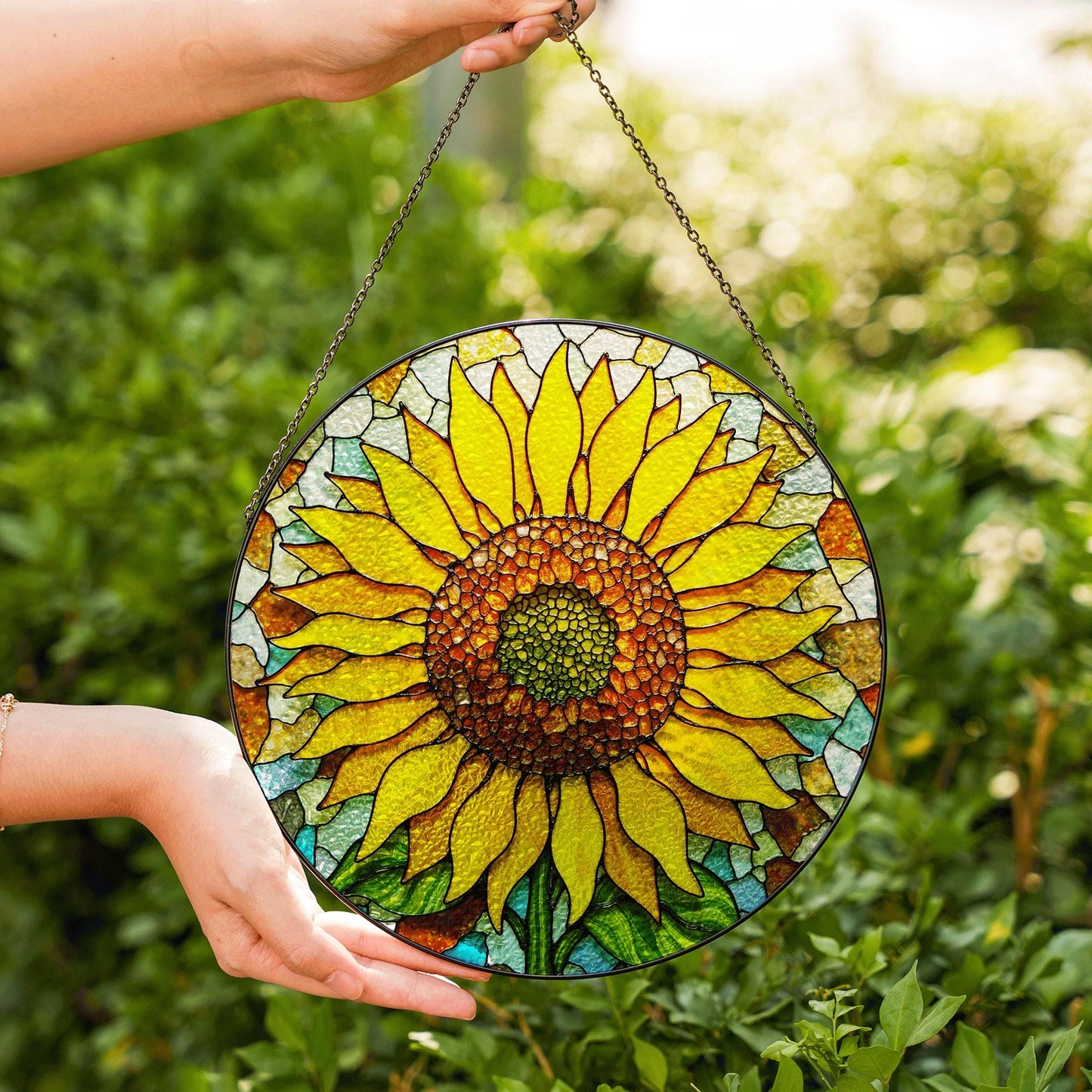Sunflower Stained Glass Suncatcher Handcrafted Gift for Mom Unique Home Decor