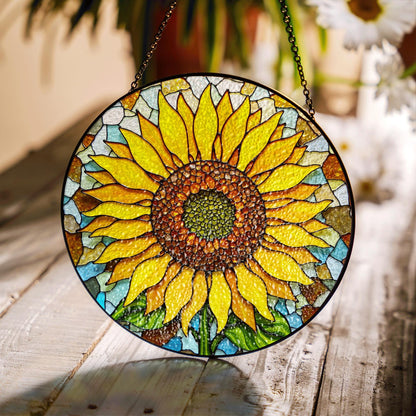 Sunflower Stained Glass Suncatcher Handcrafted Gift for Mom Unique Home Decor