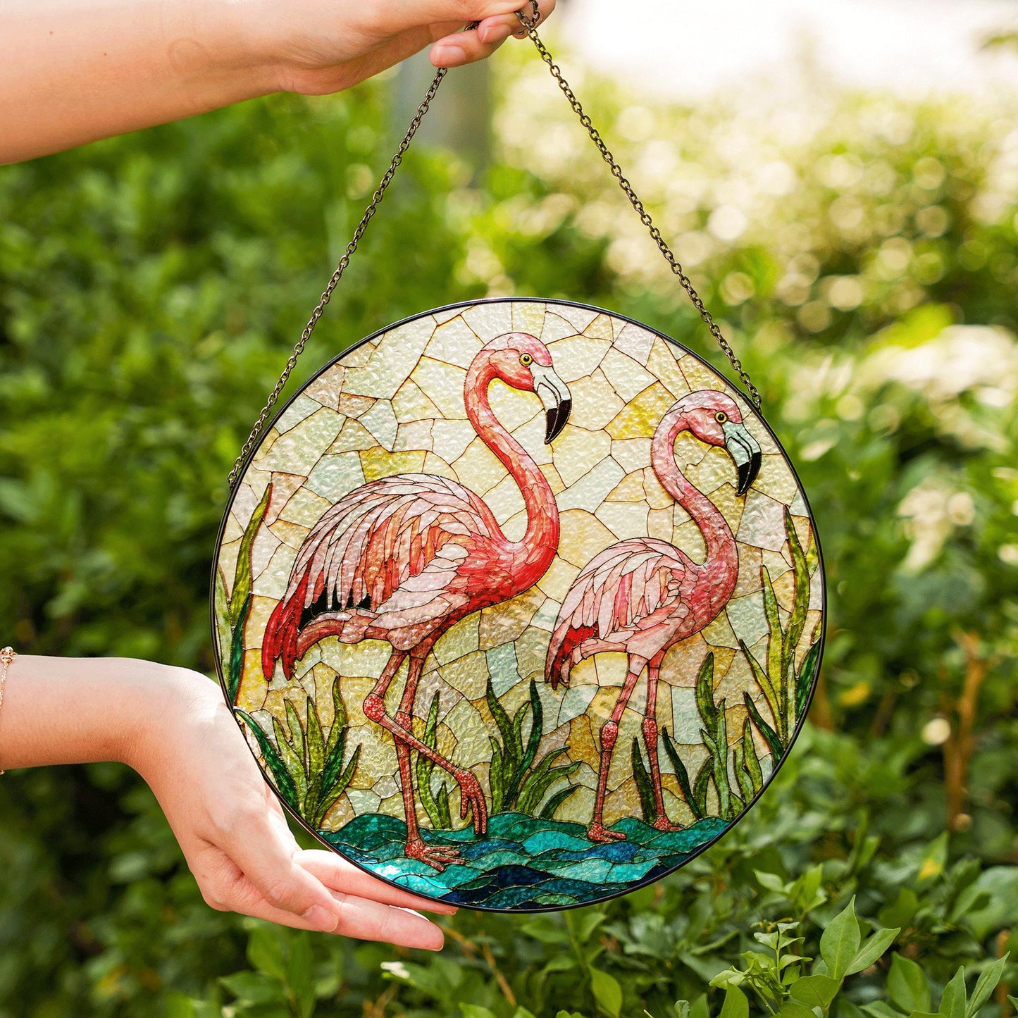 Flamingo Stained Glass Suncatcher Window Decoration Art Gift for Her