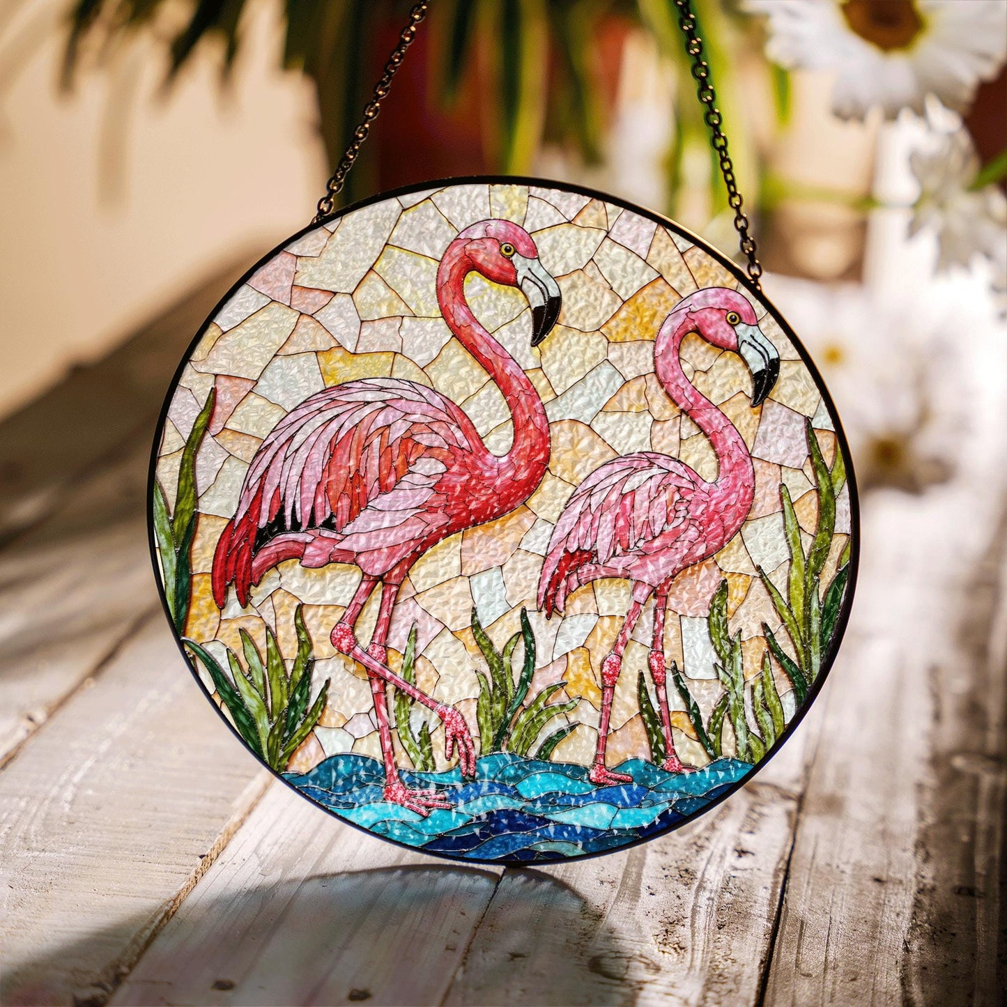 Flamingo Stained Glass Suncatcher Window Decoration Art Gift for Her
