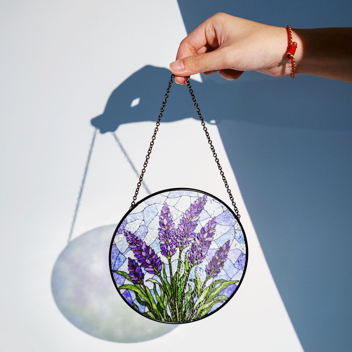 Lavender Stained Glass Suncatcher Purple Floral Window Decoration Gift for Her
