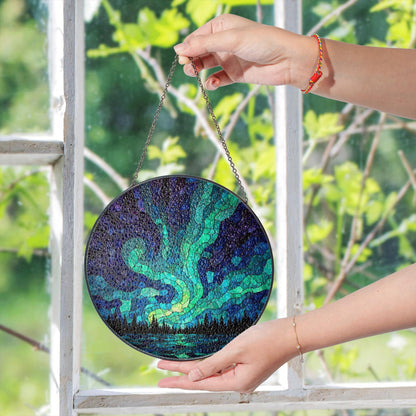 Northern Lights Suncatcher Stained Glass Gift Nature Lovers Home Decor