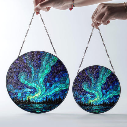 Northern Lights Suncatcher Stained Glass Gift Nature Lovers Home Decor
