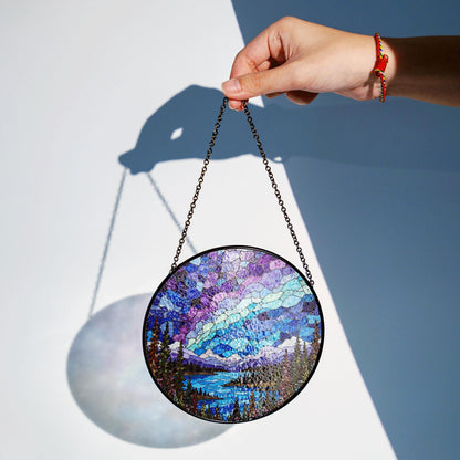 Stained Glass Landscape Suncatcher Nature Scenic Window Decoration Gift for Nature Lovers