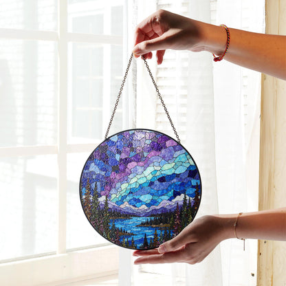 Stained Glass Landscape Suncatcher Nature Scenic Window Decoration Gift for Nature Lovers