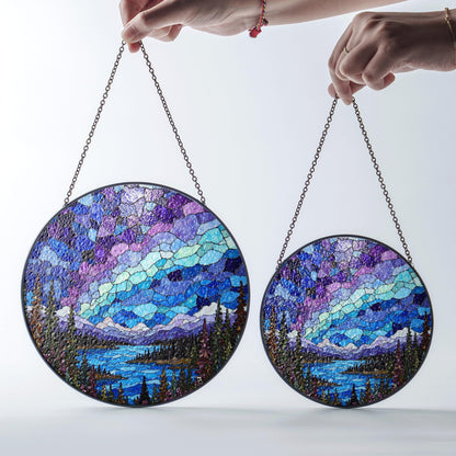 Stained Glass Landscape Suncatcher Nature Scenic Window Decoration Gift for Nature Lovers