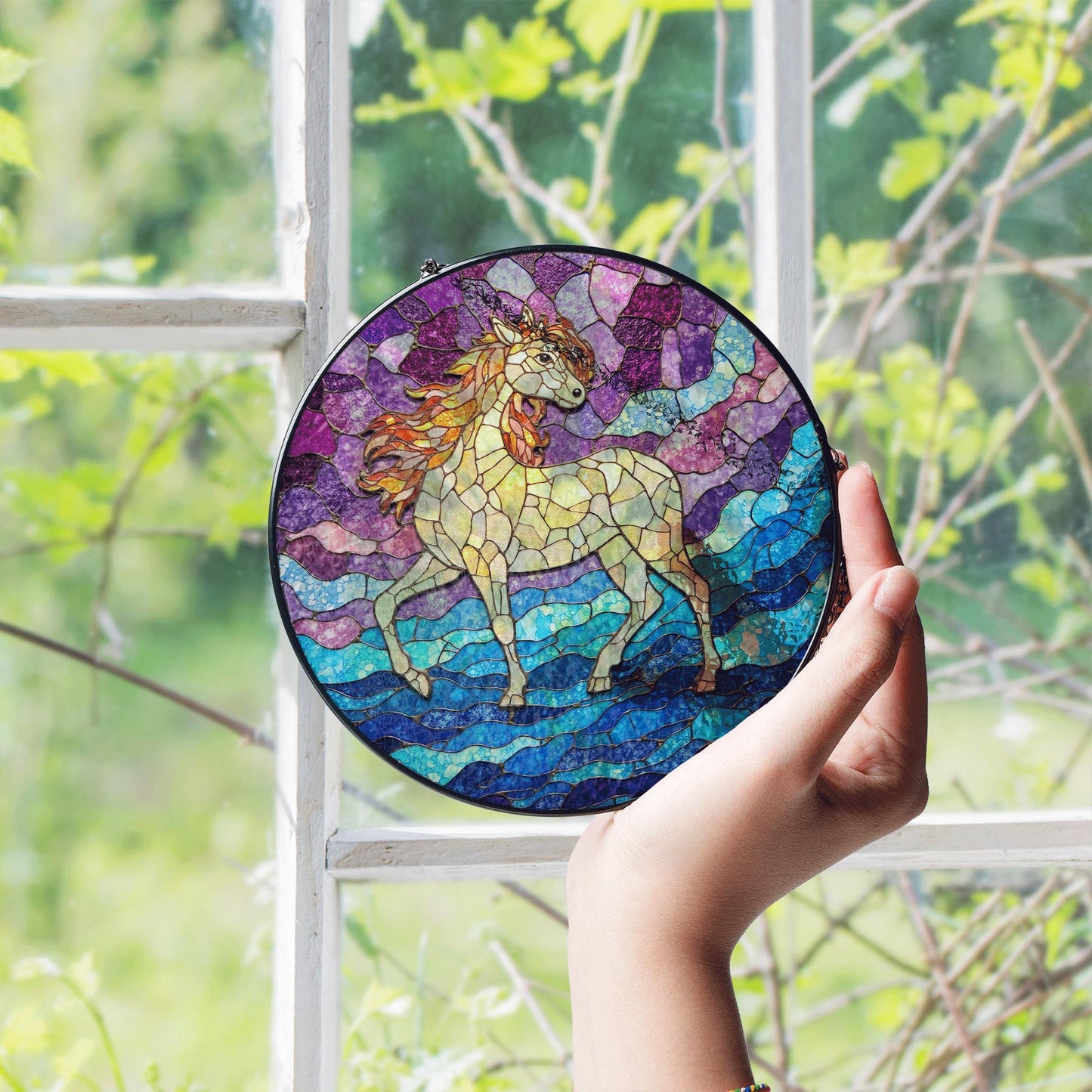 Stained Glass Unicorn Suncatcher Rainbow Decor Gift for Unicorn Lovers