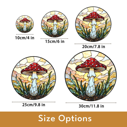 Stained Glass Mushroom Suncatcher Red Cap Mushroom Window Hanging Art Gift for Nature Lovers