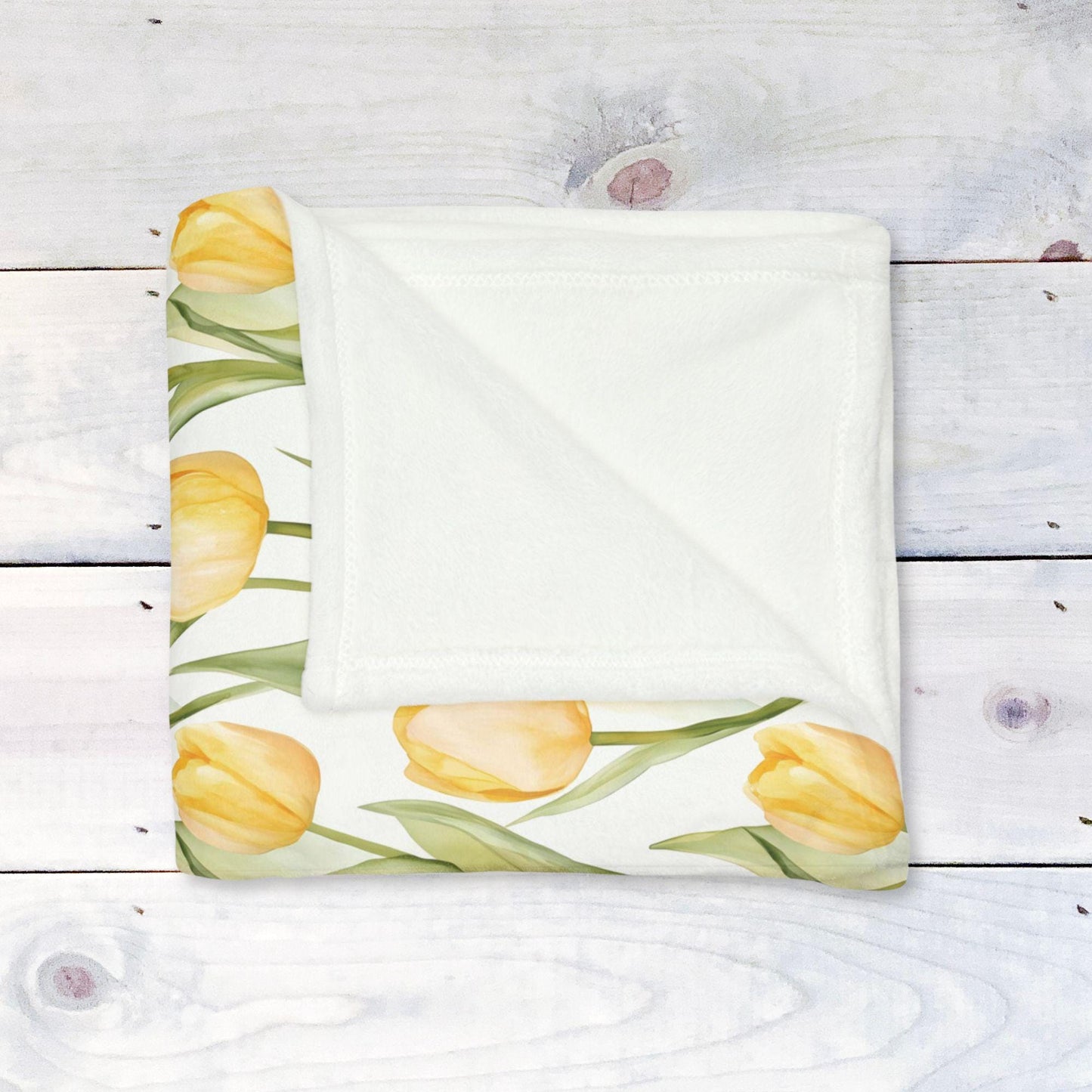 Spring Tulip Blanket Yellow Flowers Fleece Throw Floral Easter Home Decor Botanical Lap Blanket Nursery Decor Nesting Party Baby Shower Gift