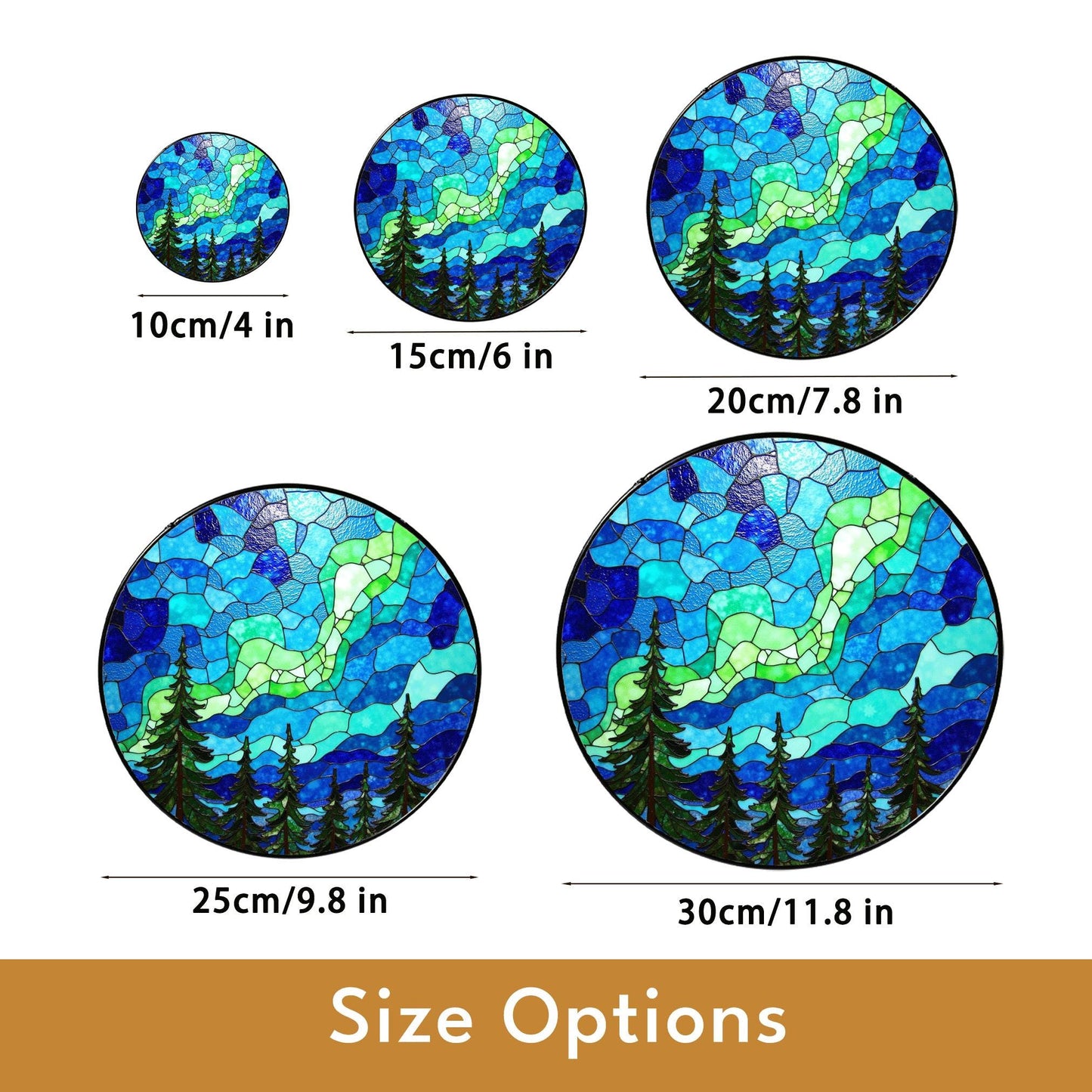 Aurora Borealis Forest Stained Glass Suncatcher Gift for Nature Lovers